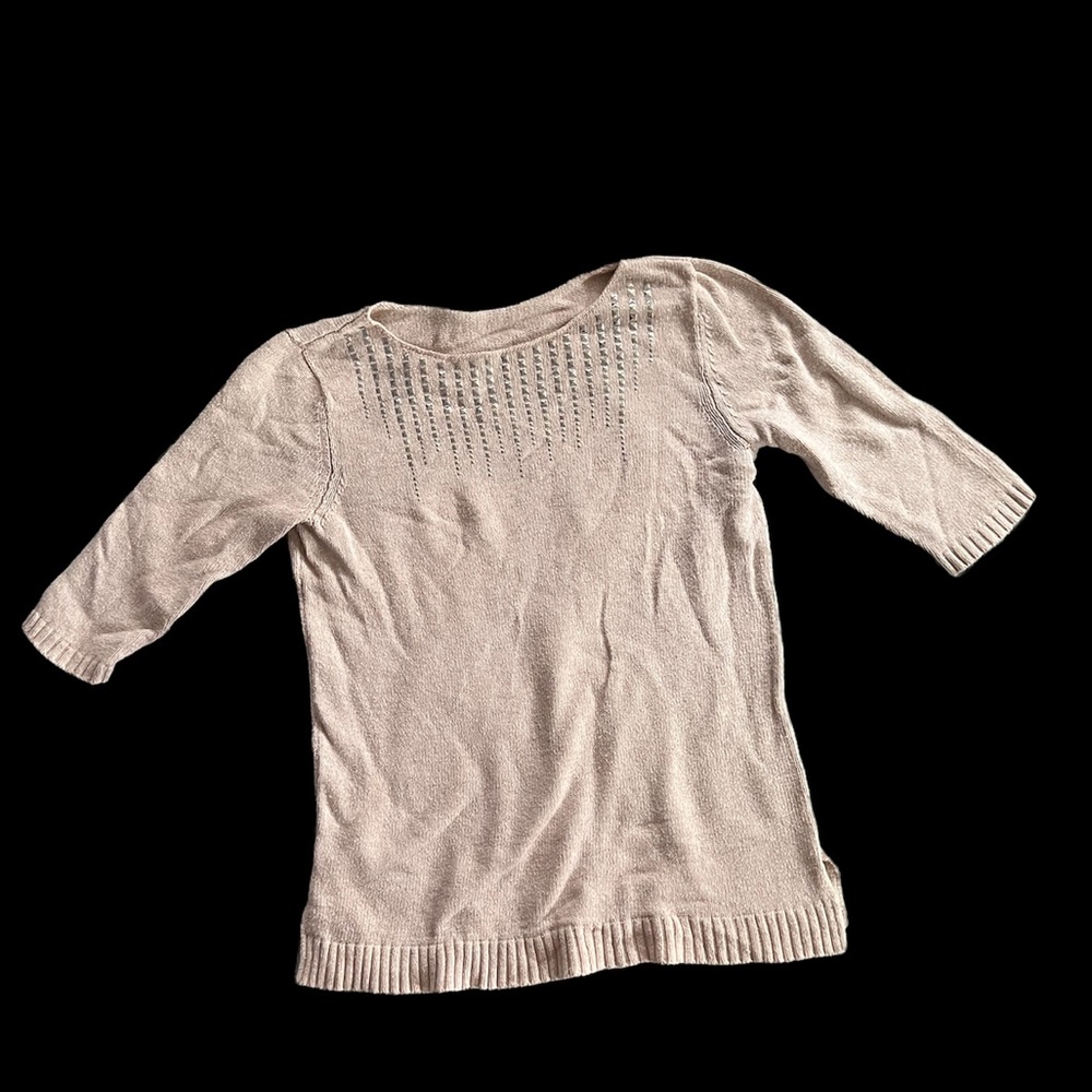 Embellished Neck Pullover Sweater